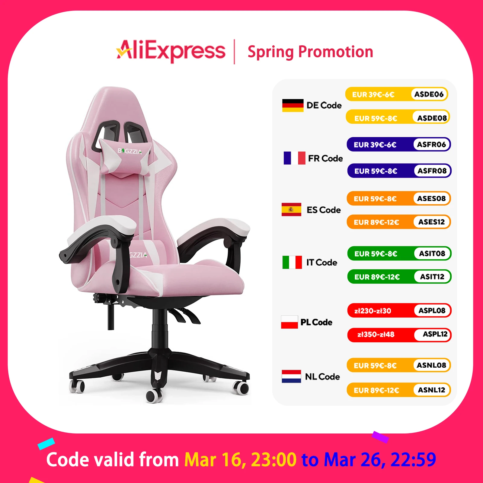 Ergonomic Gaming Chair Gamer Chairs with Lumbar Cushion + Headrest, Height-Adjustable Computer Office Chair for Girls, Boys