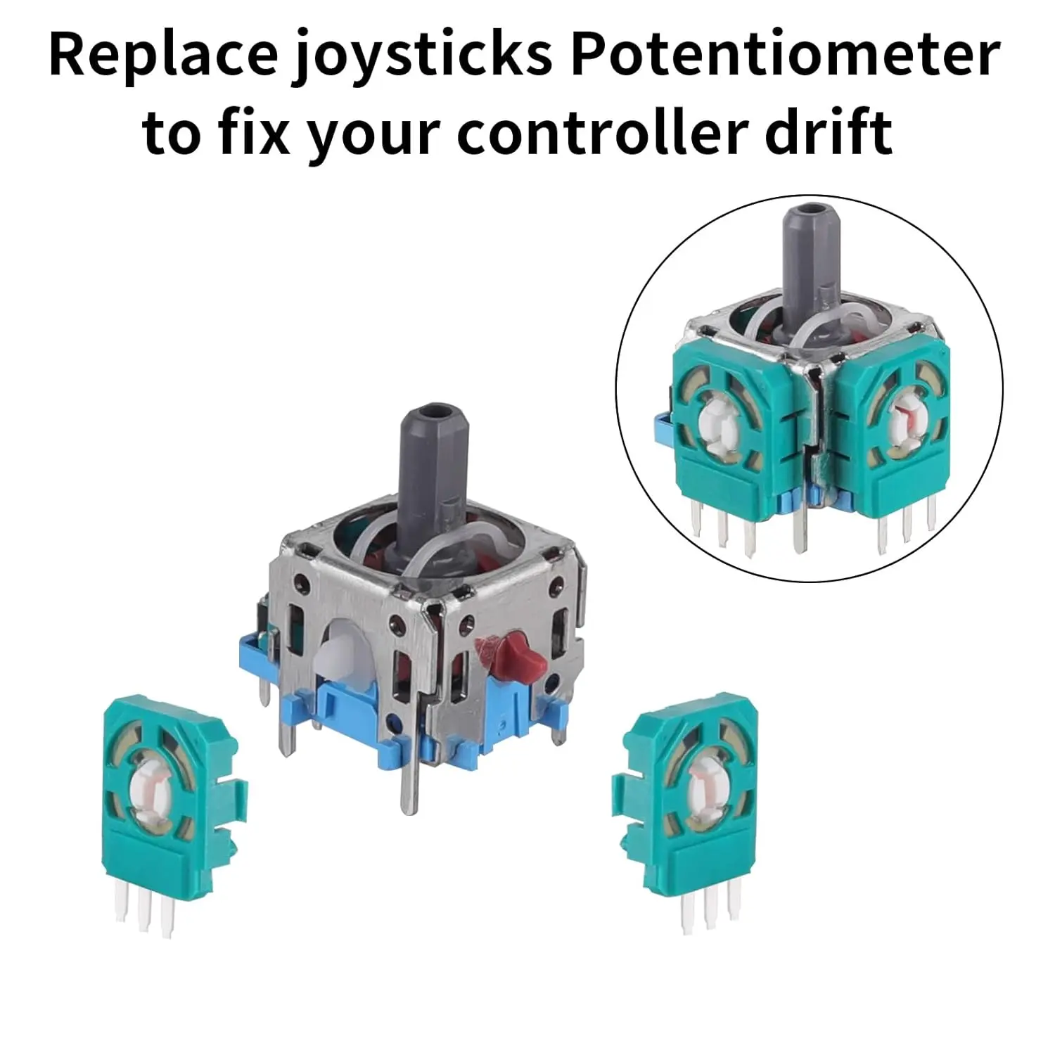 Joysticks Replacement for PS5 Controller 3D Analog Sensor Joysticks Module with Thumbsticks Cap and Potentiometer Repair Kit