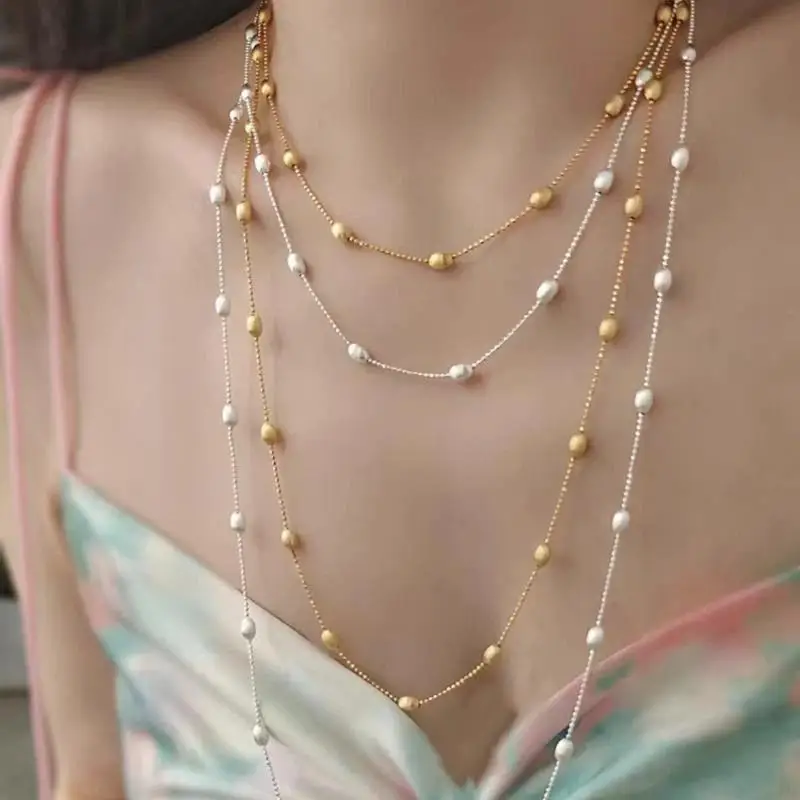 Trendy Minimalist Long Chain Choker for Women Multilayer Adjustable Necklace Fashion Jewelry for Girlfriend Birthday Gift