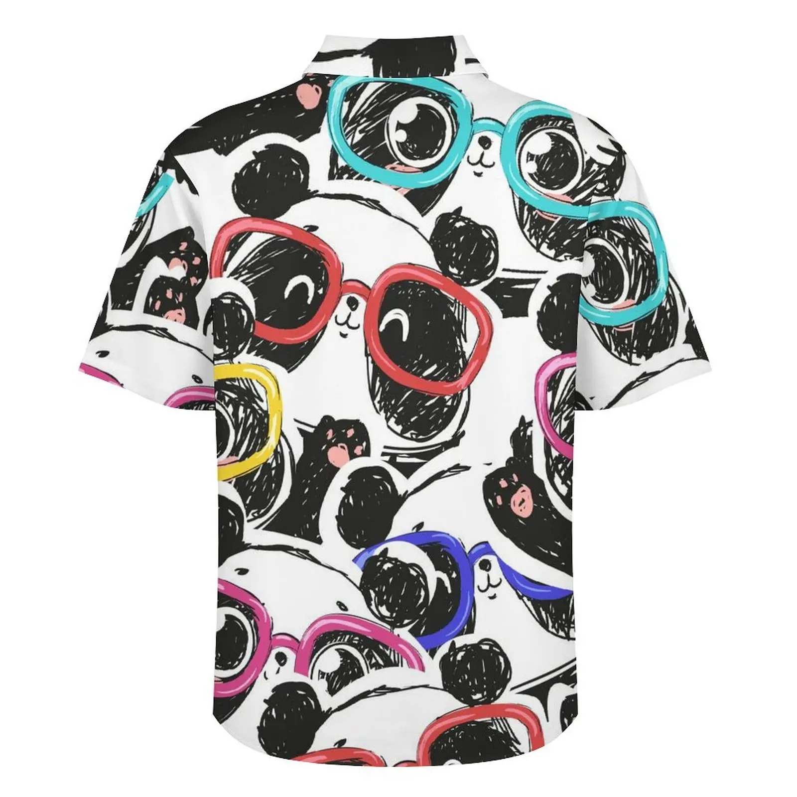 Camisa hawaiana de Panda bebé para hombre, camisas informales con estampado de animales bonitos para vacaciones, blusas de gran tamaño con diseño Harajuku de manga corta