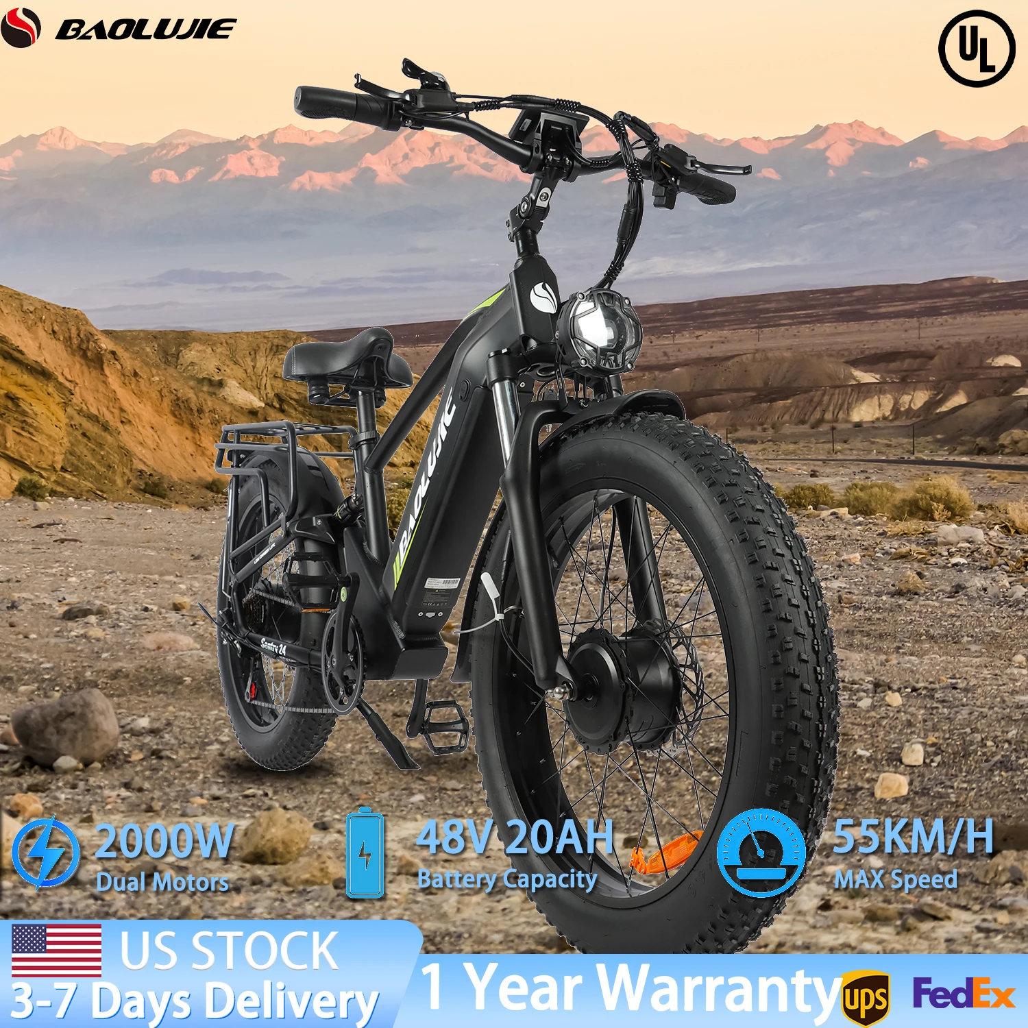 

BAOLUJIE 2401 2000W Adult E Bike Motors Electric Bicycle 35 MPH Electric Bike City Ebike with 48V 20AH Battery 【1 Year Warranty】