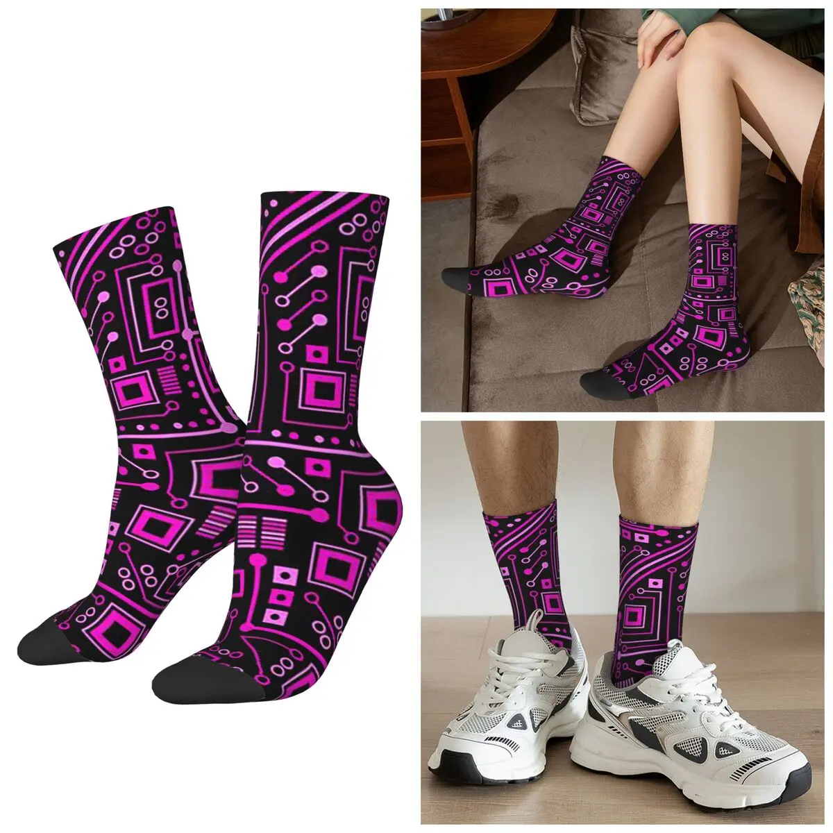 All Seasons Circuit Board Socks Harajuku Sport Middle Tube Socks Super Soft Stockings for Men Women Valentine's Day Gifts