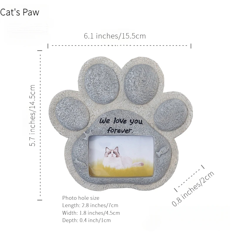 Deceased Pet Souvenir Resin Dog Memorial Cat souvenirs Paw Print Shape Tombstone Can Be Put Into The Pet Photo Desktop Ornaments