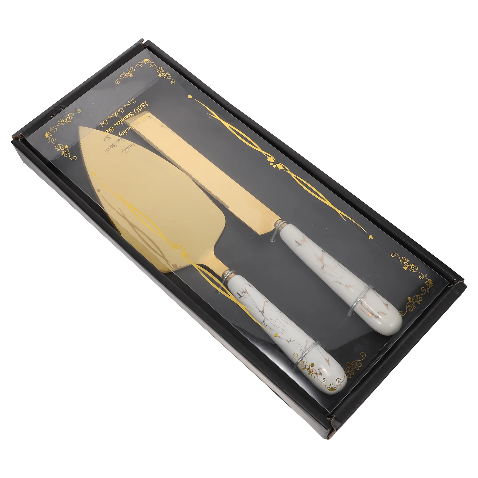

2Pcs Stainless Steel Cake Spatula Pizza Cutter Ceramic Kitchen Shovel Baking Tool Cake Triangle Cutter Pizza Shovel Set