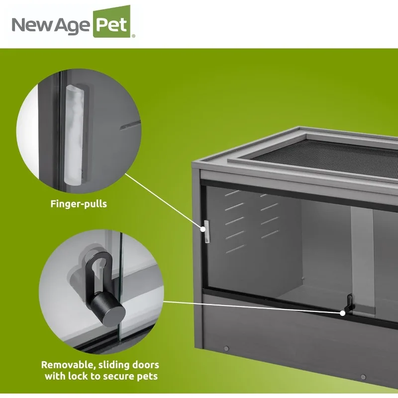 Hom ECOFLEX صالة الزواحف Mojave مقاس 48 بوصة باللون الرمادي - موئل مركب من الخشب والبلاستيك المتين مع ألواح جانبية بفتحات تهوية،