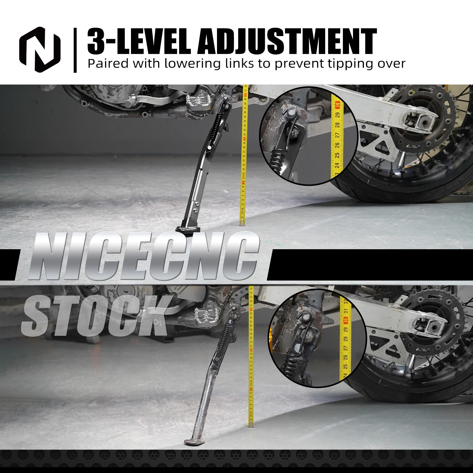 NICECNC Verstellbarer Ständer und Seitenständerfedern-Set für Suzuki DRZ400SM DRZ400S DRZ400E DRZ400 DRZ400 DRZ400 E S SM 2000–2024 2023 – Detail 4