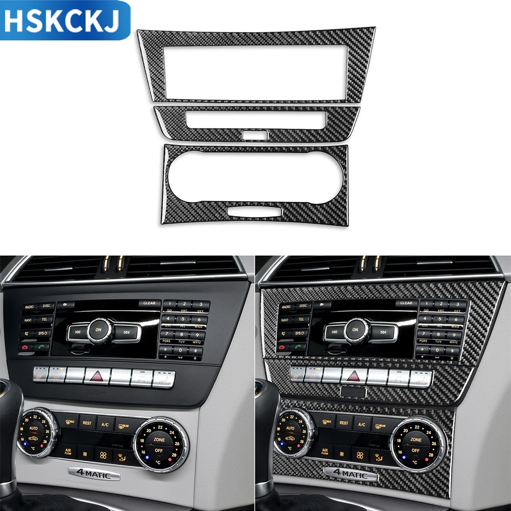 

Real Carbon Fiber Interior Auto CD Air Conditioning Control Panel Trim Sticker For Mercedes-Benz C Class W204 2012-2014