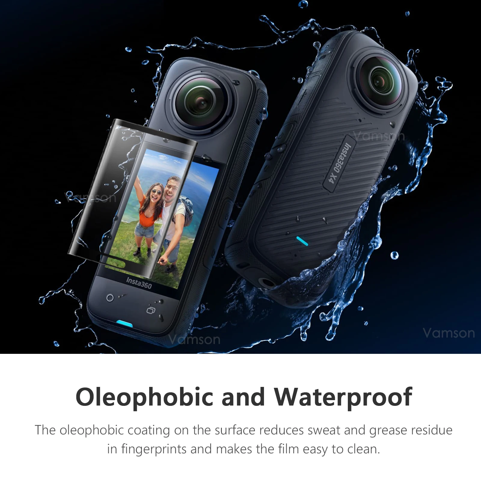 Vamson untuk Insta360 X4 Aksesori pelindung Film kaca Tempered melengkung Anti gores HD untuk Insta 360 X4 Aksesori pelindung