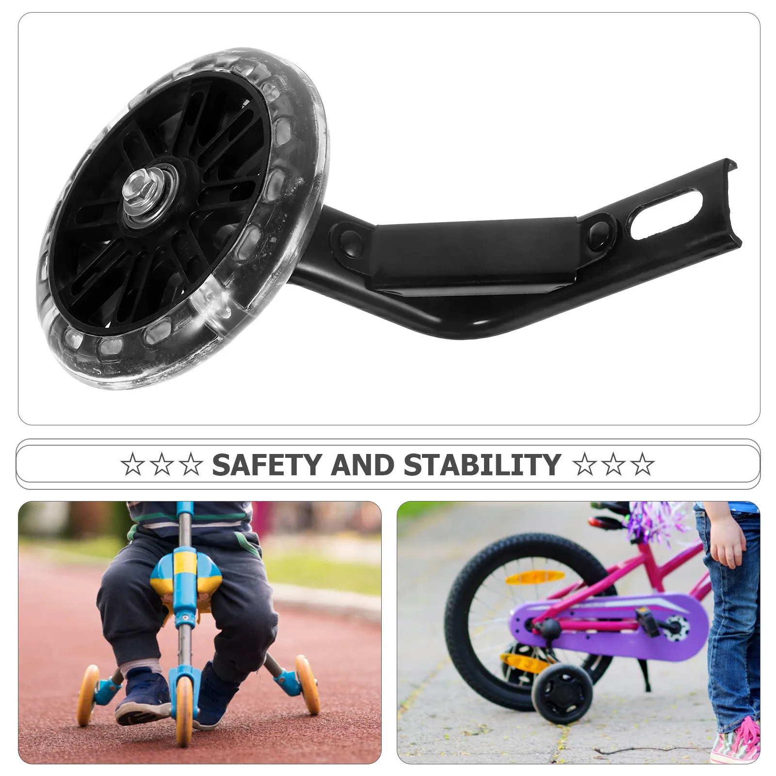 1 set 1 Set Black Flashing Led Kids Bike Training Wheels Mute Adjustable Balance Auxiliary Wheels For Children Bicycle Riding