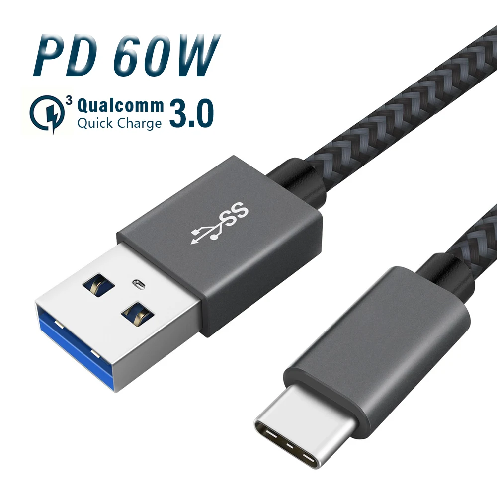 

USB-C кабель типа C, зарядный кабель для Samsung Galaxy S10/S9/S8 LG Sony Moto и более QC 3,0, быстрая зарядка и синхронизация данных USB 3,0