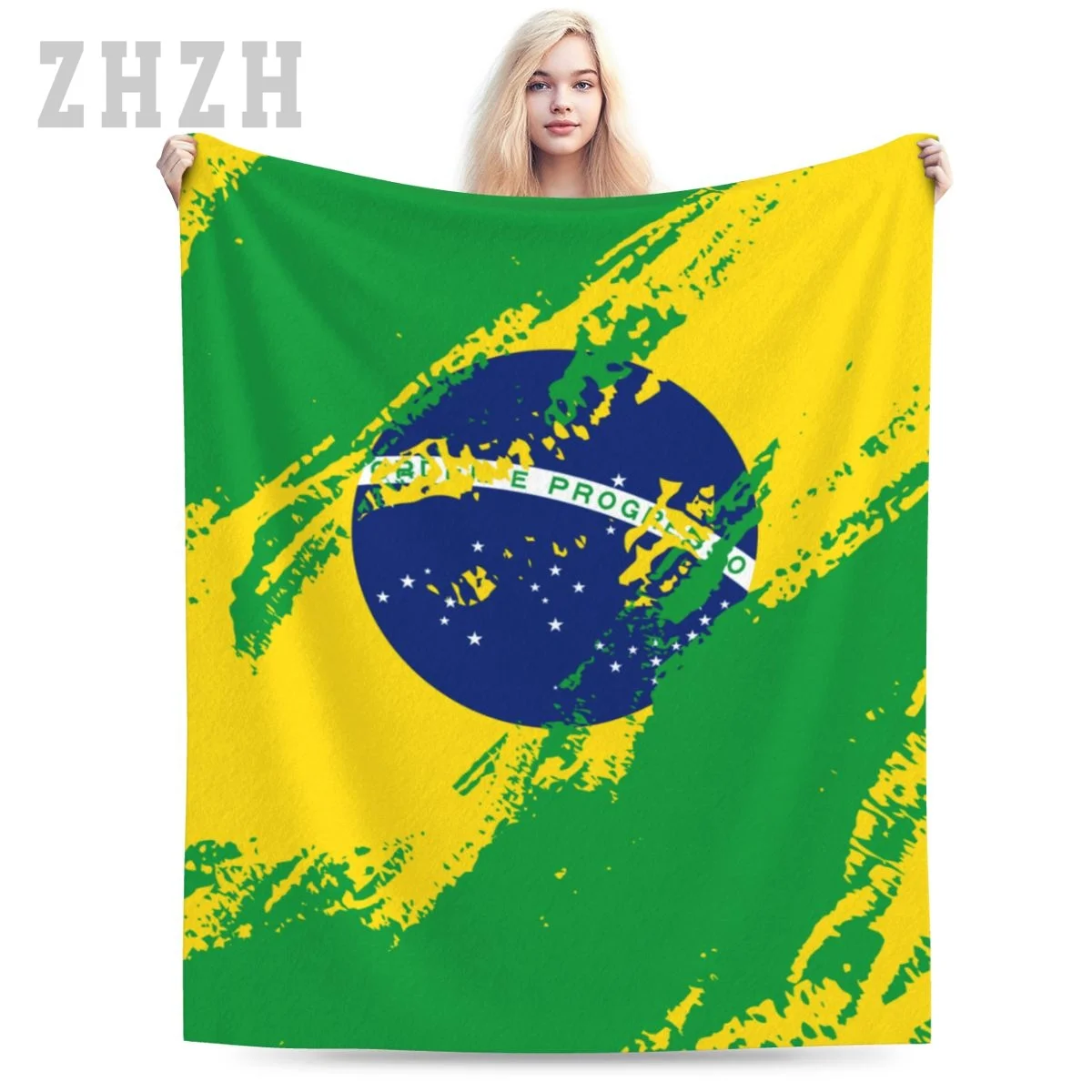 Blanket Brazil Flag Color Flannel Multifunction Camping Sofa Cover Keep Warm