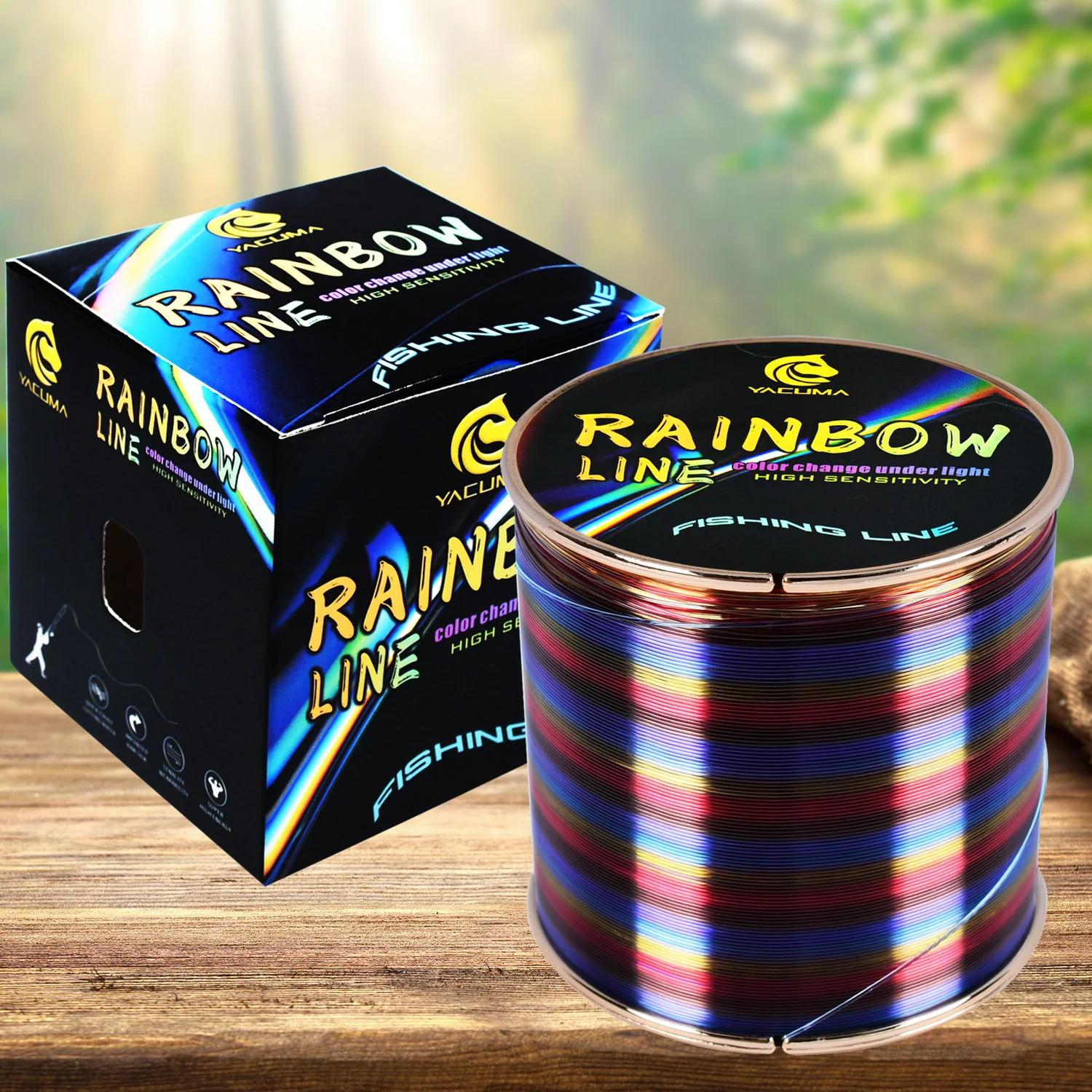 YACUMA 333/552YDS Premium Regenbogen-Nylon-Monofilament-Angelschnur 5,7LB-36,3LB Stärke Ultra-Sensitiv Geeignet für Alle Angler – Detail 4