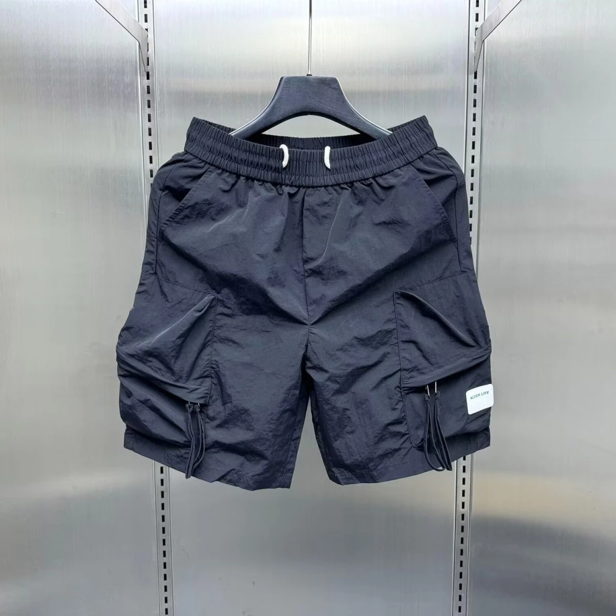 

Black Ice Silk Men's Shorts Quick Dry Thin Five-Point Workwear Summer Fashion Brand Shorts American Functional Oversize Pants