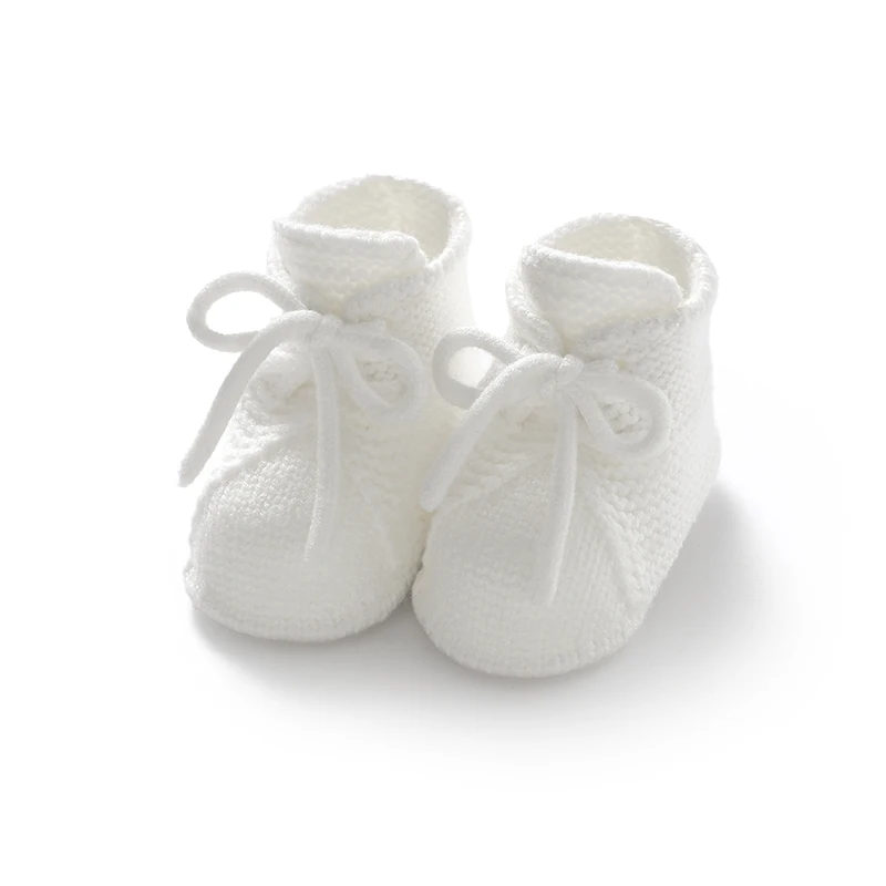 Baby First Walkers Shoes Solid Anti-Slip Newborn Boys Girls Booties 0-12m Soft Soled Infant Unisex Prewalkers Hand Knit Footwear