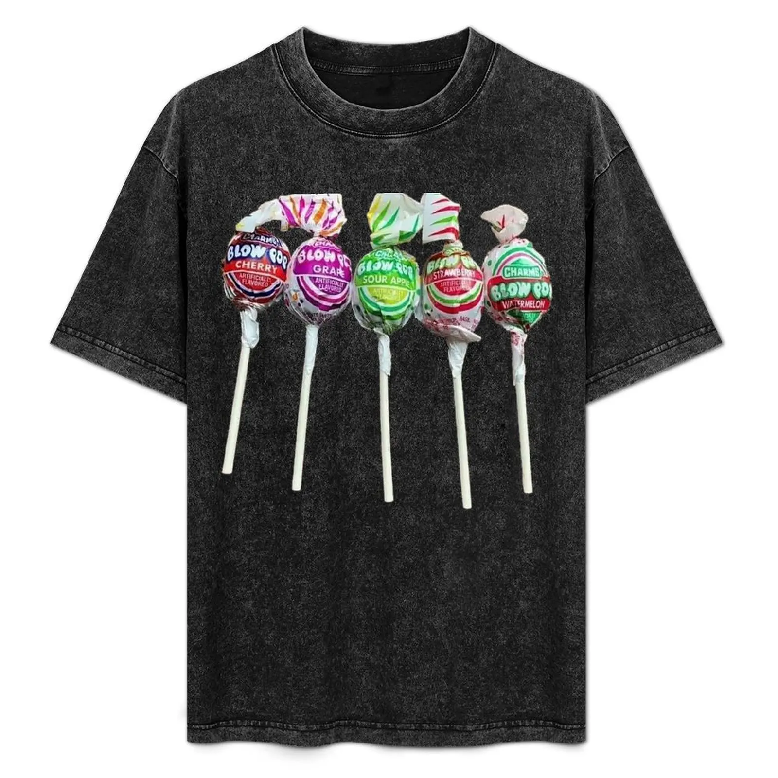 Camiseta con estampado de caramelos de goma, chicle, recuerdos de los años 80, cereza, sandía, uva, manzana ácida, fresa