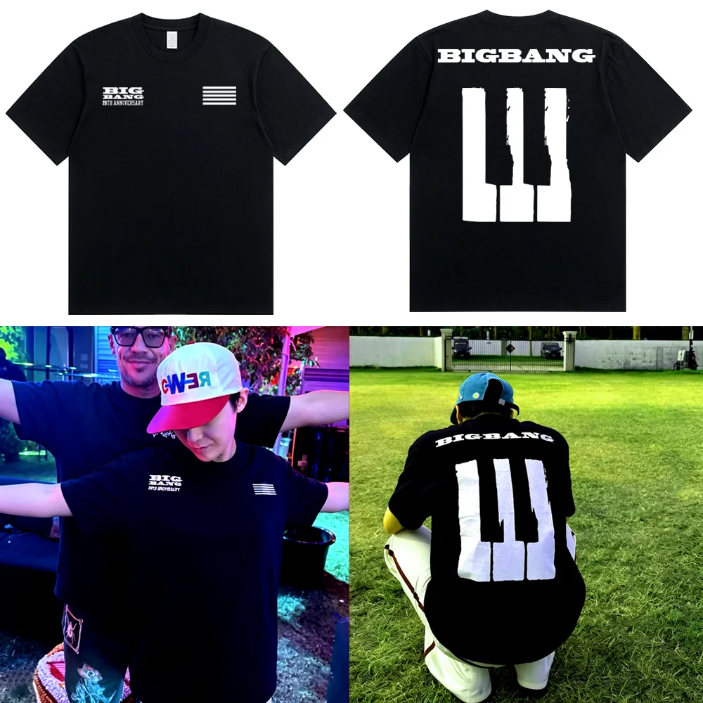 Camiseta do Concerto de Aniversário de 20 Anos do Bigbang 2026 para Homens e Mulheres, Verão, 100% Algodão, Tamanho Grande, Manga Curta, Streetwear Un