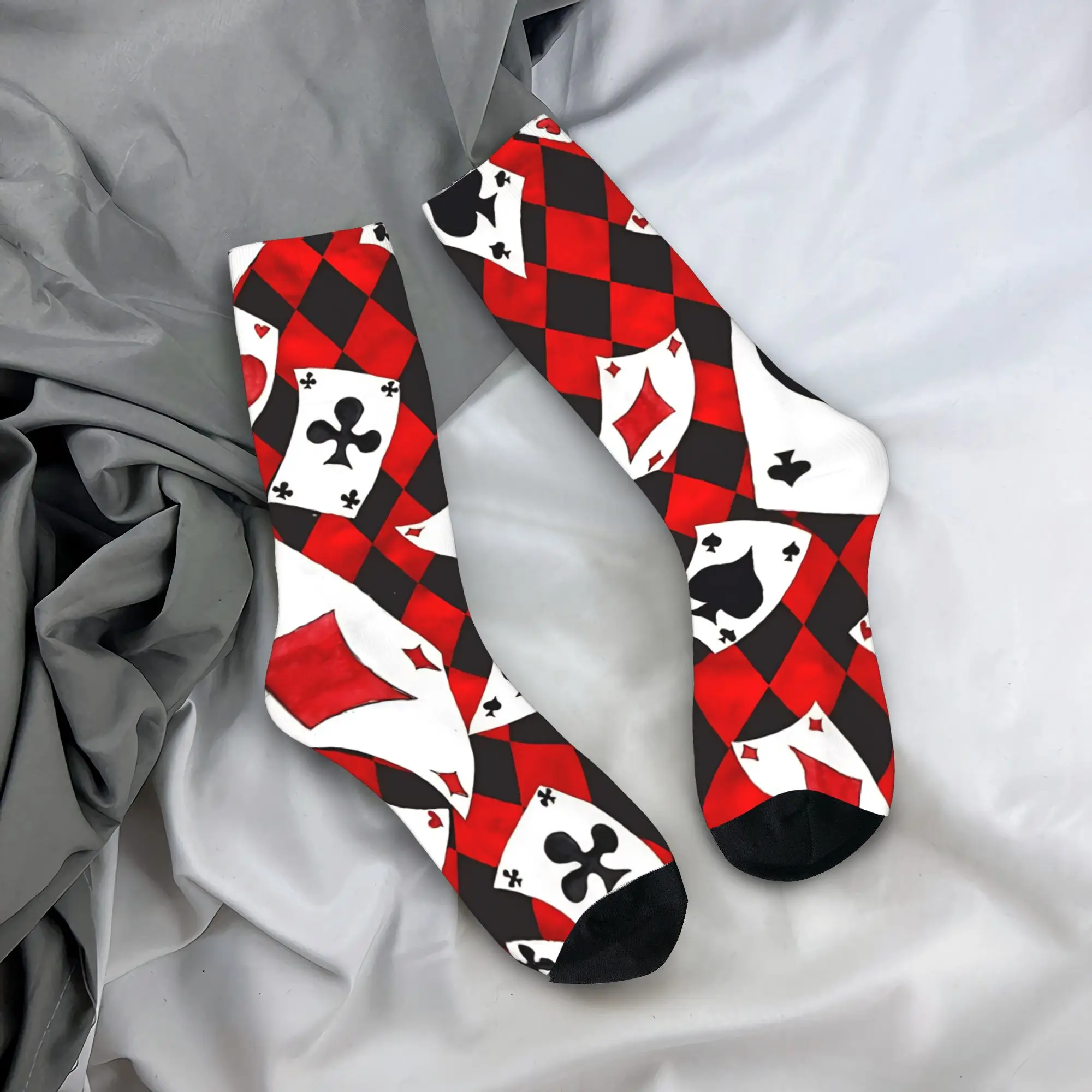 

Playing Cards Pattern Stockings Custom Harajuku Socks Autumn Non Slip Socks Men Running Breathable Socks