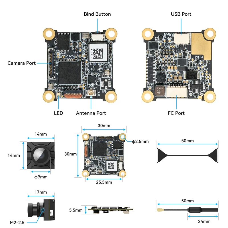 BETAFPV P1 Air Unit HD VTX 1080p@60fps 1/2.9'' CMOS Camera 5.1-5.9GHz VTX 200mW for Meteor75 Pro P1 / Aquila20 HD /Air65 &Air75