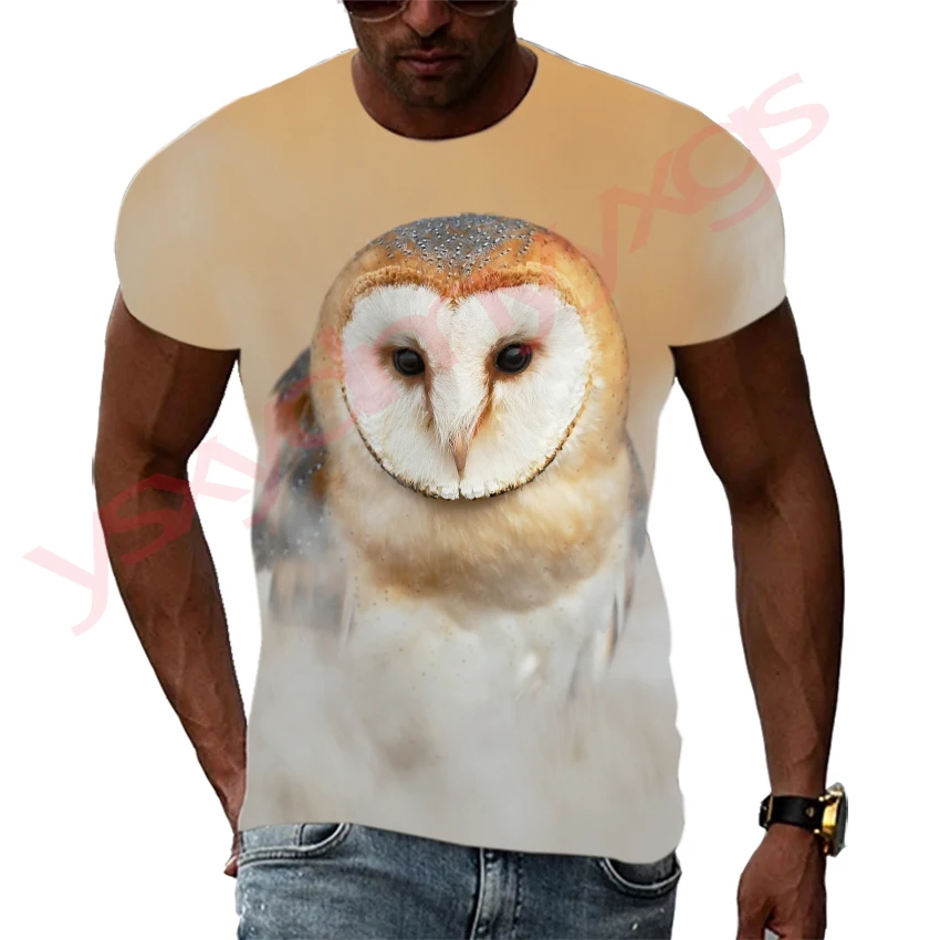 Young Eagle Low-altitude Overlord Leisure Owl Pattern Man T-shirts HD 3D Print Hip Hop Harajuku Round Neck Short Sleeve Tee Top