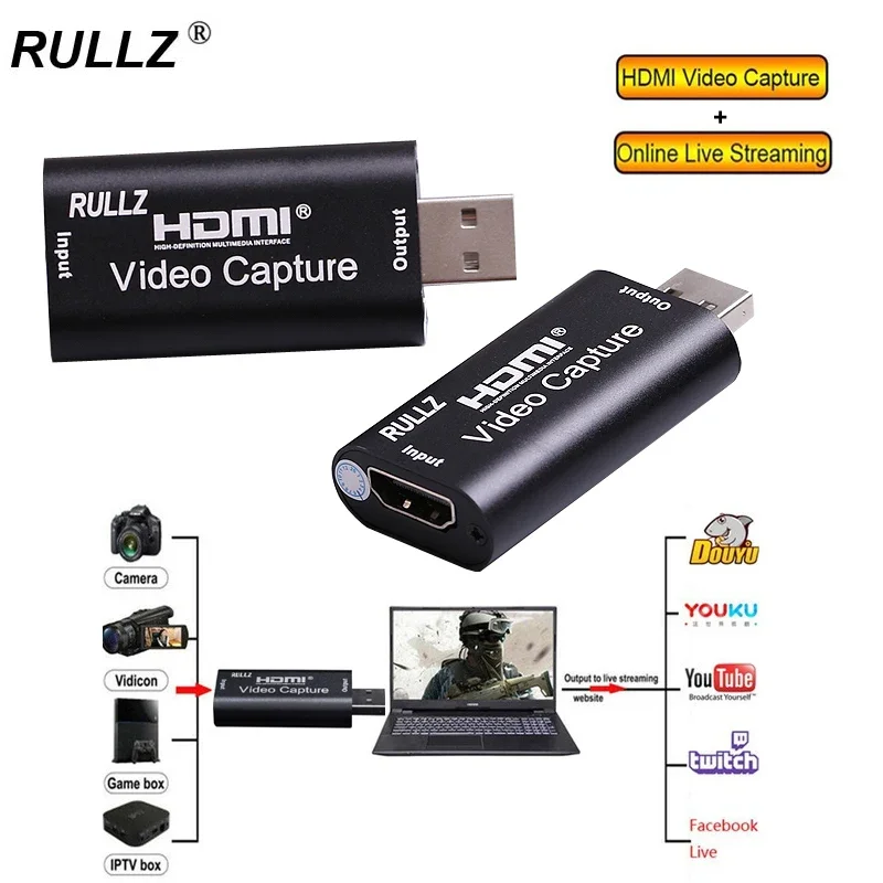 Rullz 4K USB 2.0 3.0 HDMI Video Capture Card Phone Game Webcast Course Study Video Recording Board 1080P 60FPS PC Live Streaming