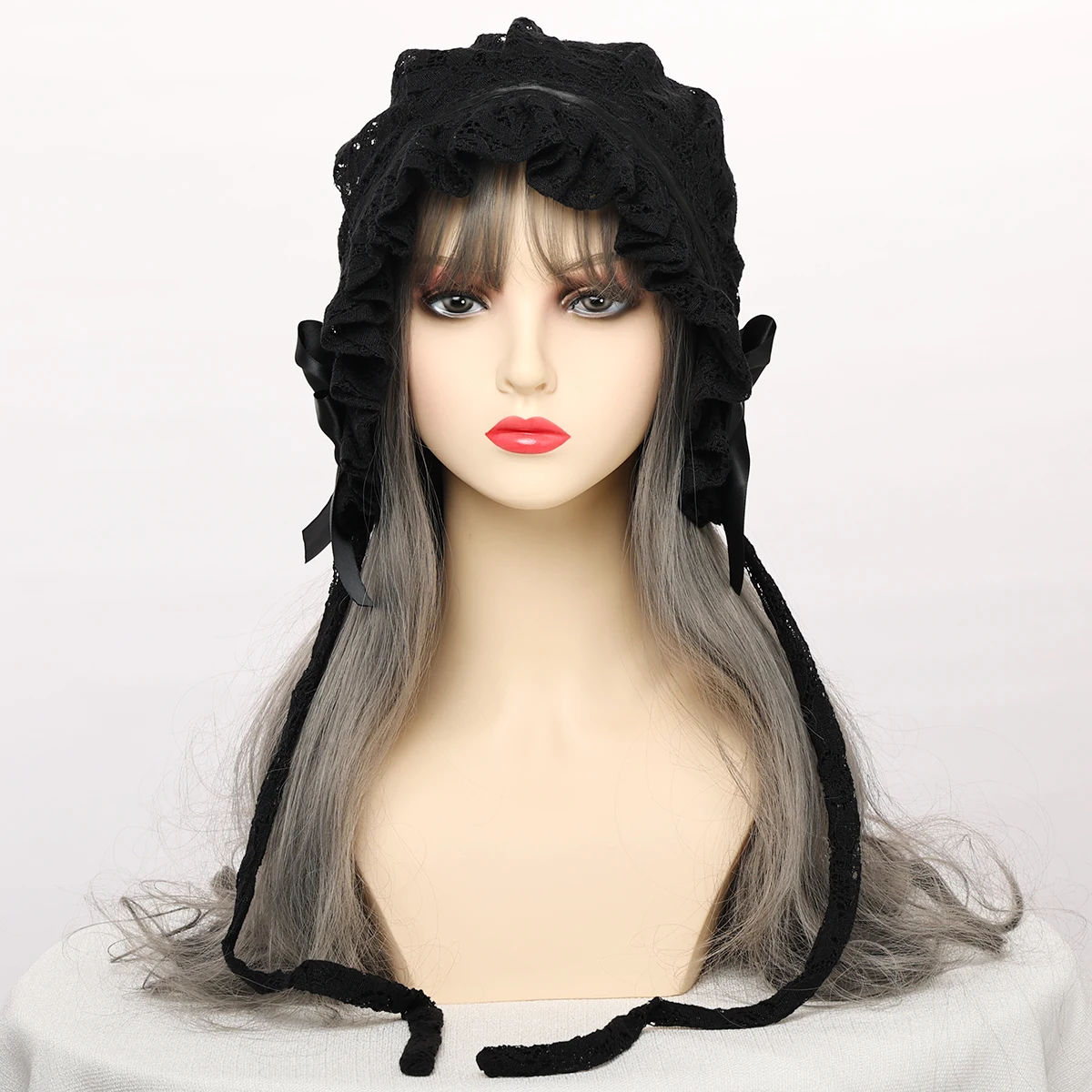 Lace Bonnet Hat Women Girl Soft Victorian Style Village Cap Maid Lolita Costume Accessories