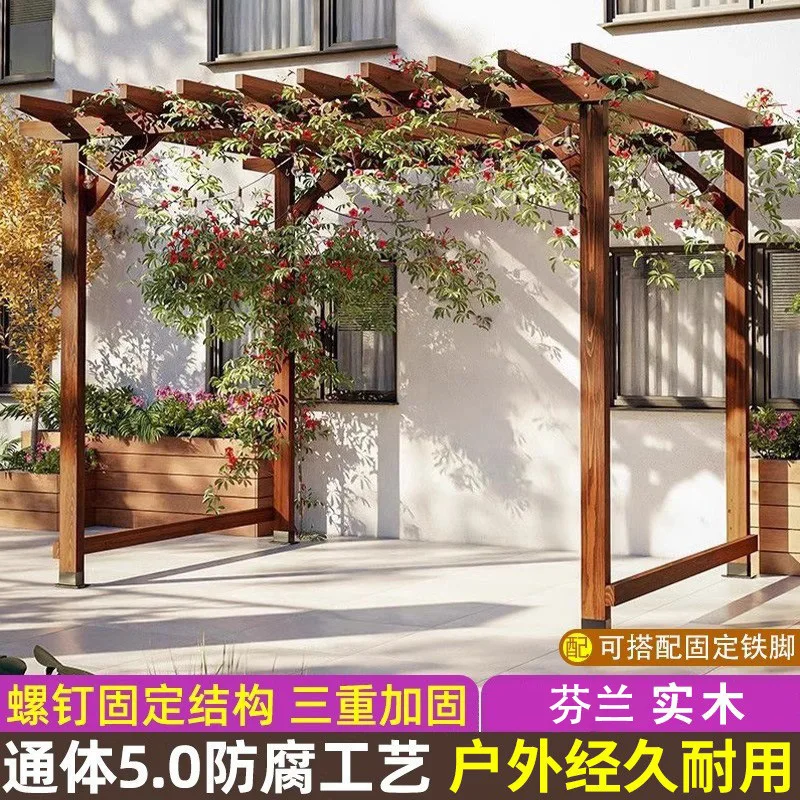 Preservative wood grape rack courtyard promenade outdoor yard climbing vine rack outdoor pavilion villa pavilion garden canopy