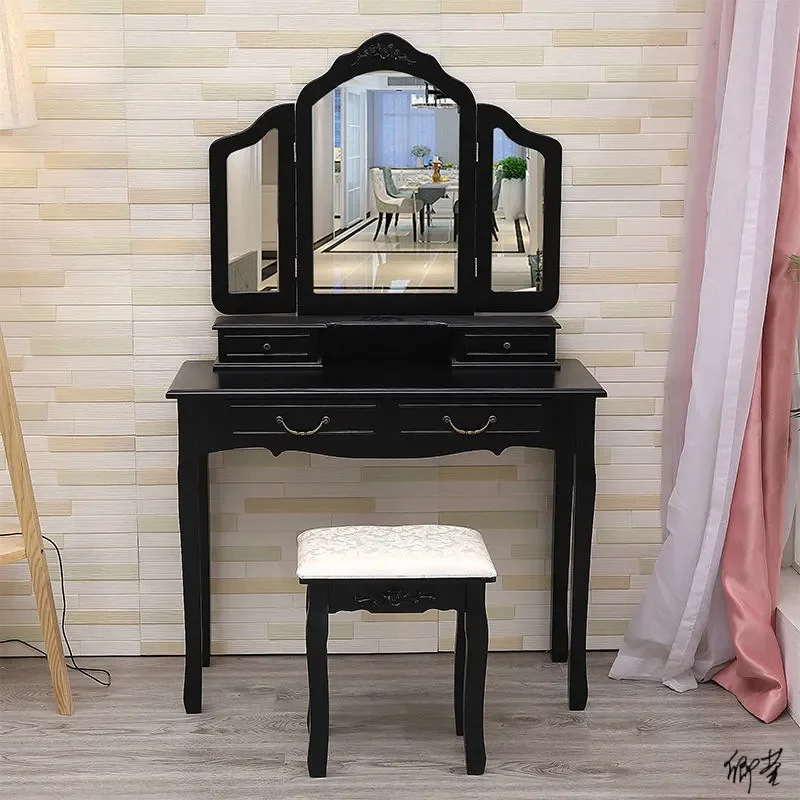 for Dresser Rattan Flip Cover American Country Solid Wood Antique Small Family Hotel Resort Makeup Vanity Table Bedroom
