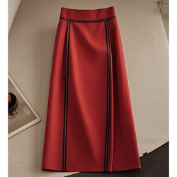 2024 Autumn New Fashion Temperament High Waist Skirts Ladies Fashionable Simplicity Striped Slim A-line Skirt Elegant Skirt