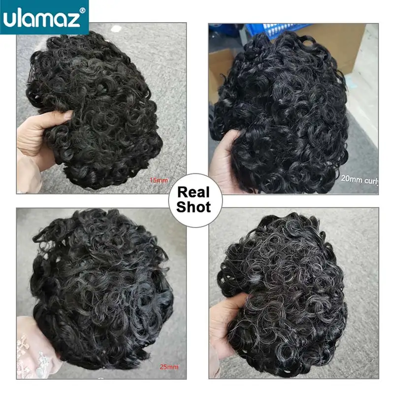 Curly Toupee Sturdy Mono Male Hair Prosthesis Indian Remy Hair Wigs Man Microskin Hair Piece Afro Curly Hair System For Men