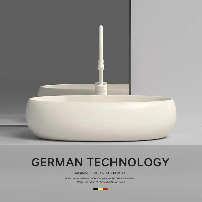 Crème ovale keramische wastafel kunst wastafel