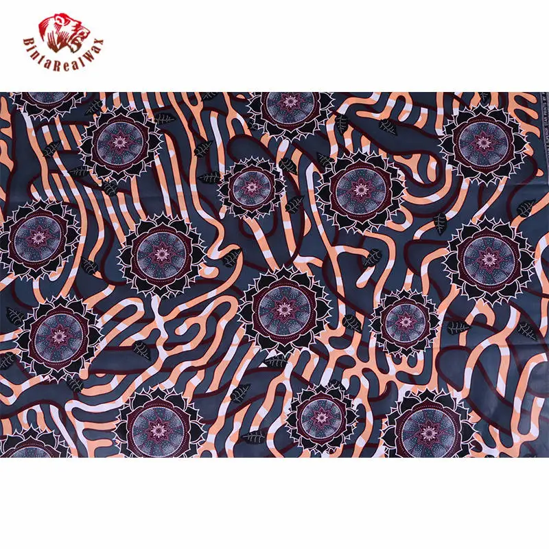 2022 Newest Style Guaranteed Wax Print Bazin Ankara Fabric Cotton Wax Fabrics 6 Yards African Cotton Fabric 24FS1118