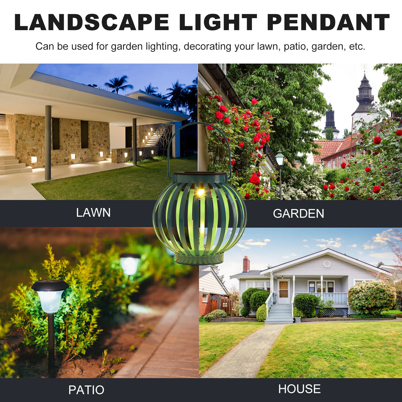 

1Pcs Iron Solar Lantern Waterproof Outdoor Light Hanging Handle Decorative Garden Landscape Yard Lamp Solar Light