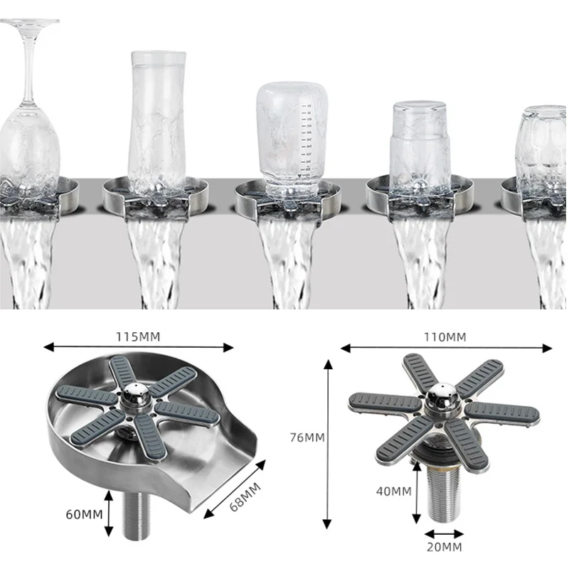 Stainless Steel High Pressure Glass Washer Automatic Glass Washer Bar Beer Coffee Milk Jug Glass Washer Kitchen Sink Accessories
