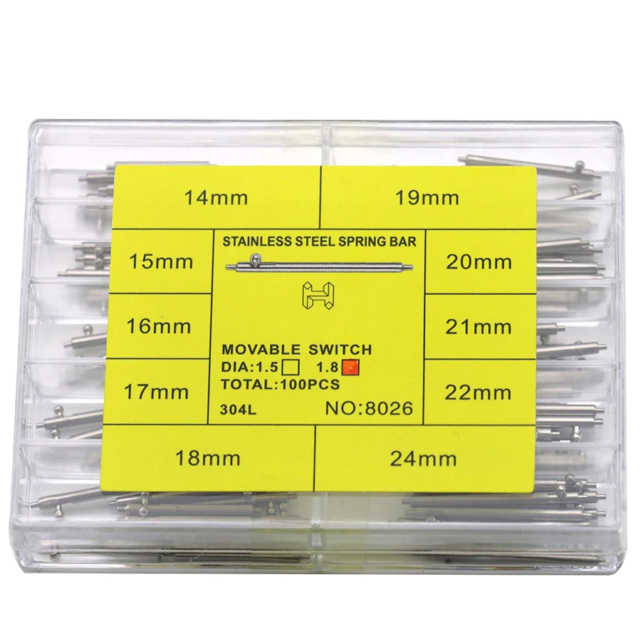 أجزاء الساعة، توصيل قضيب فولاذي بين حزام من الفولاذ المقاوم للصدأ ومقرص الساعة، قضيب أذن سريع الفصل 1.8 مم