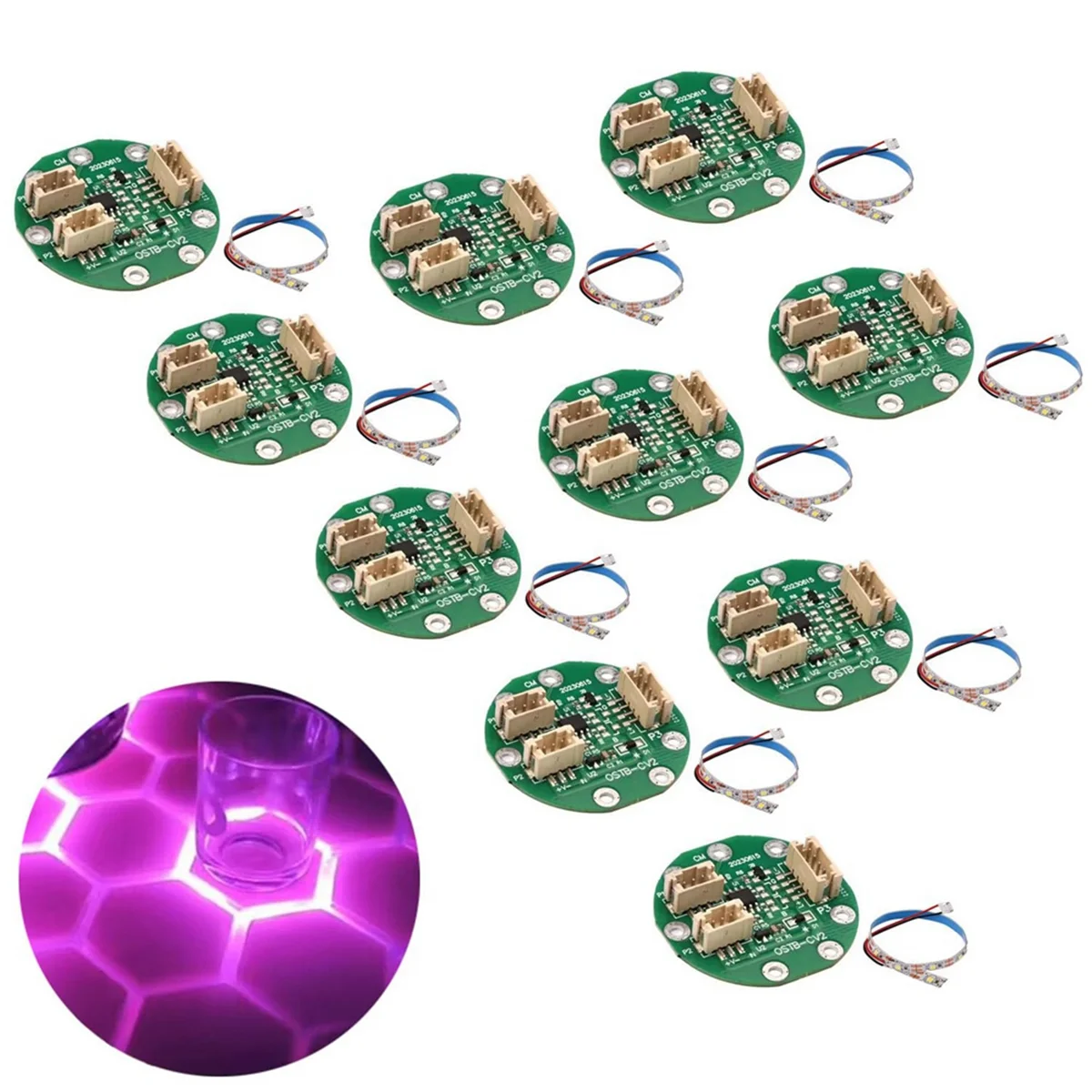 Touch Sensor Module Circuit Board DIY PCB Sensing Circuit Chip with LED Strip and Cables 10Pcs (RGB)