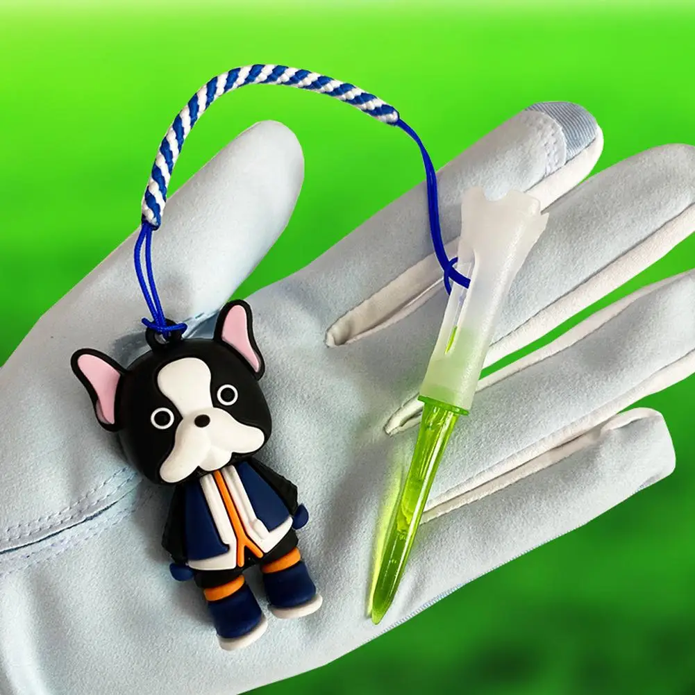 1pcs Random Color Golf Rubber Tees With Cartoon Cute Doll String Prevent Loss Portable Golf Accessories