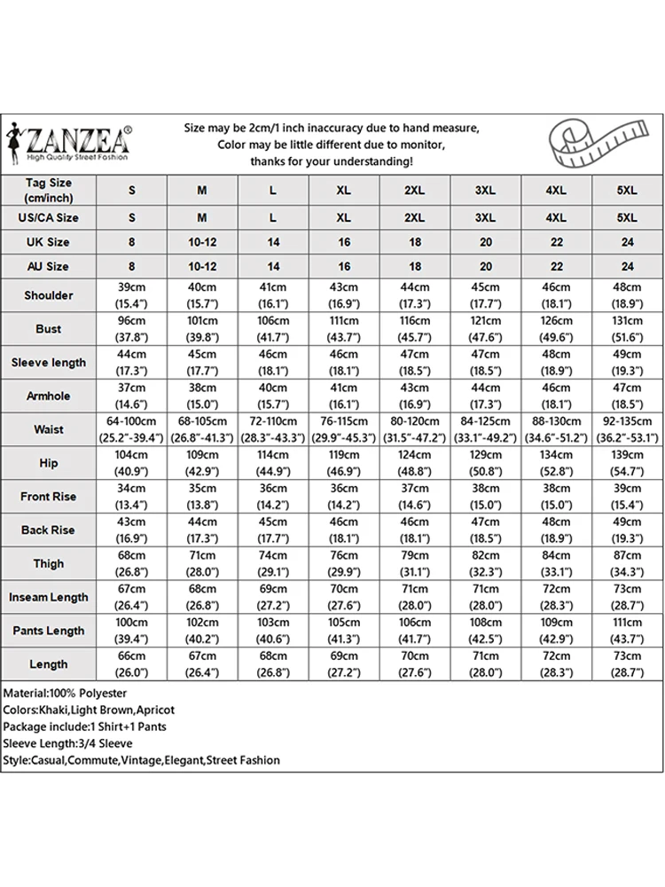 ZANZEA-Conjuntos de pantalones de moda informales para mujer, camisas con estampado Floral de manga 3/4 y pantalones largos con cintura elástica, trajes de 2 piezas, otoño 2025