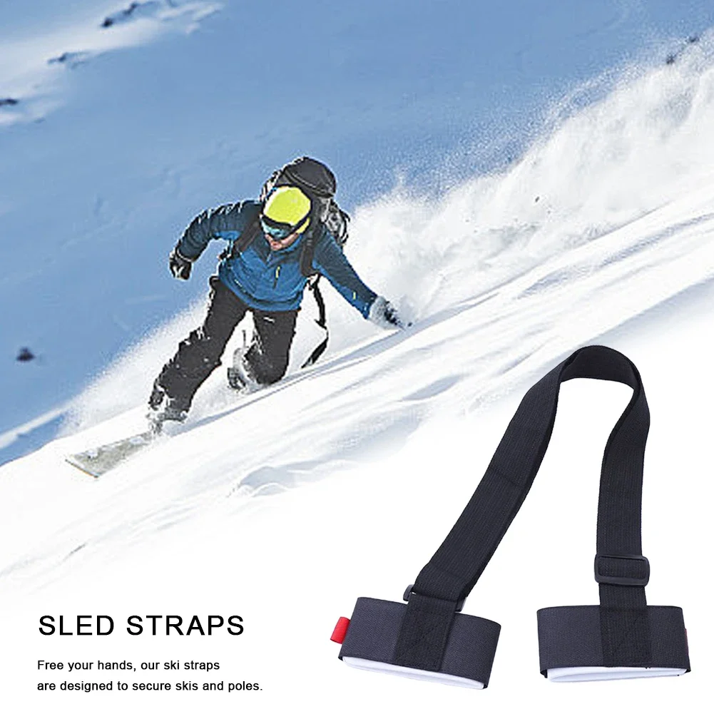 1PCS Nylon Skiing Bags Adjustable Pole Shoulder Hand Carrier Lash Handle Straps Porter Hook Loop Protecting For Ski Snowboard