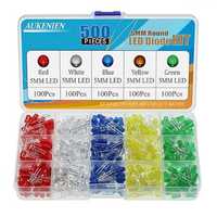 AUKENIEN 500pcs 5MM LED light-emitting diode classification kit, circular LED lighting bulb components for electronic products
