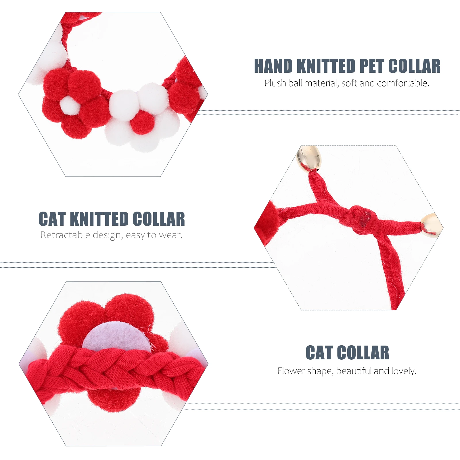 

1Pcs Hand Knitted Pet Collar Small Adjustable Cat Dog Collar Durable Lightweight Fashion Pet Neck Ring Decoration