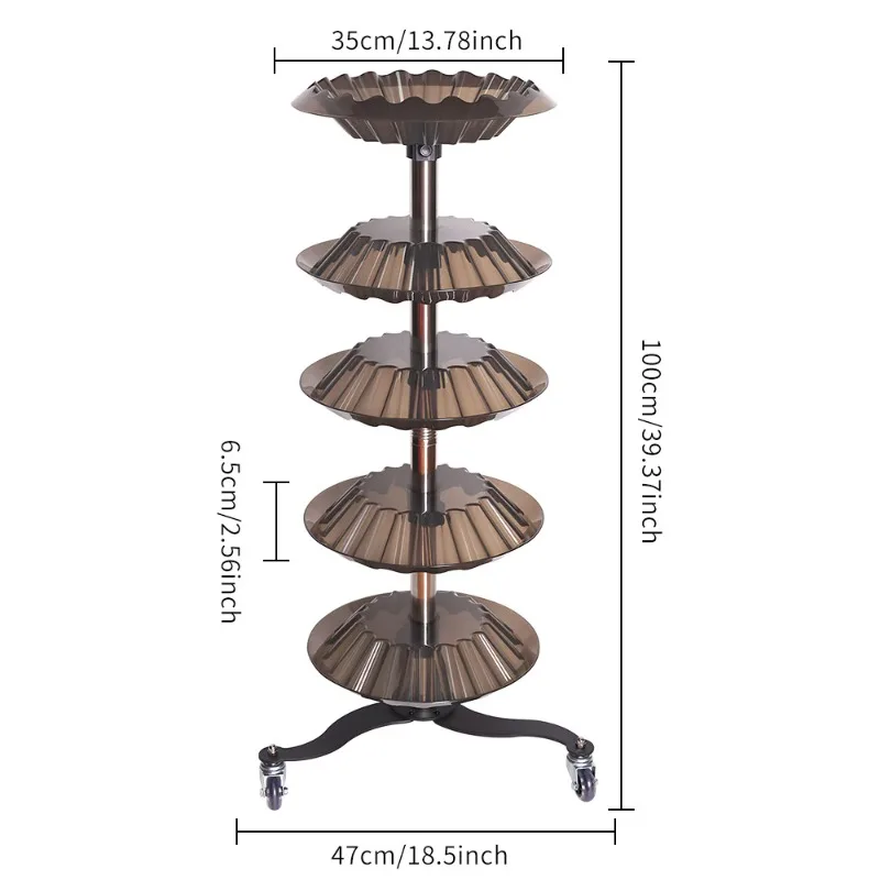 Rolling Nail Polish Storage Racks 5 Tiers Black Nail Polish Display Stand Cosmetic Display Case Lipstick Shelf for Salon
