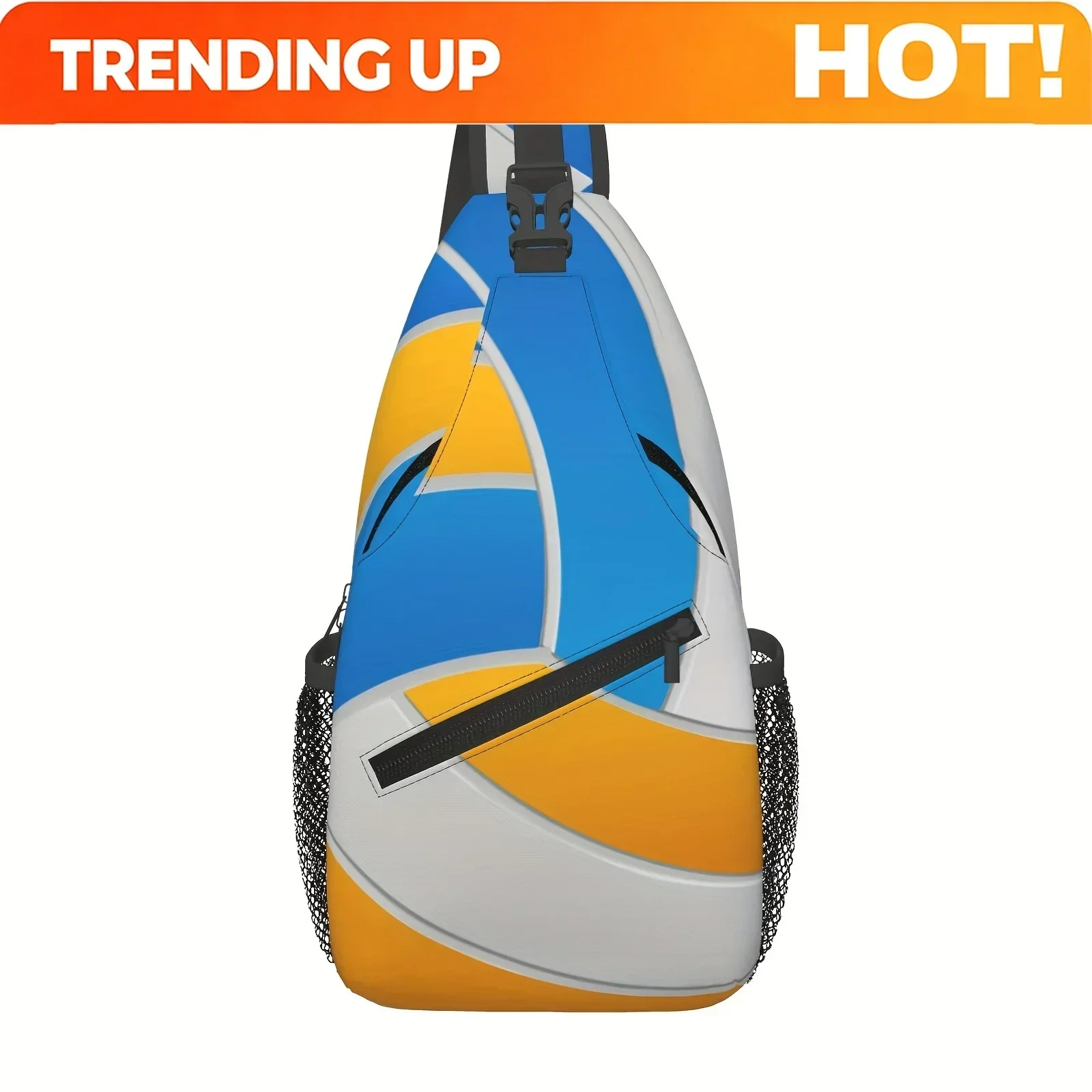 Custom Ocean Blue Volleyball Sling Bag - Adjustable & Multi-Pocket Crossbody Chest Pack, Durable Polyester, Machine Washable