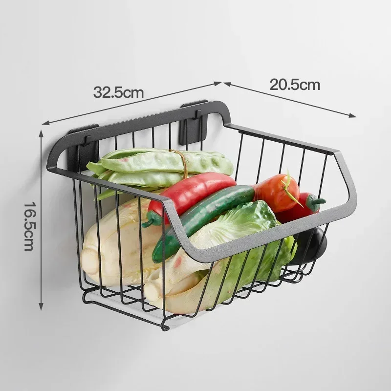 

Kitchen Storage Basket Stainless Steel Fruit Vegetable Drain Storage Organizer Wall Mounted Spice Rack Dish Shelf Kitchen Tool