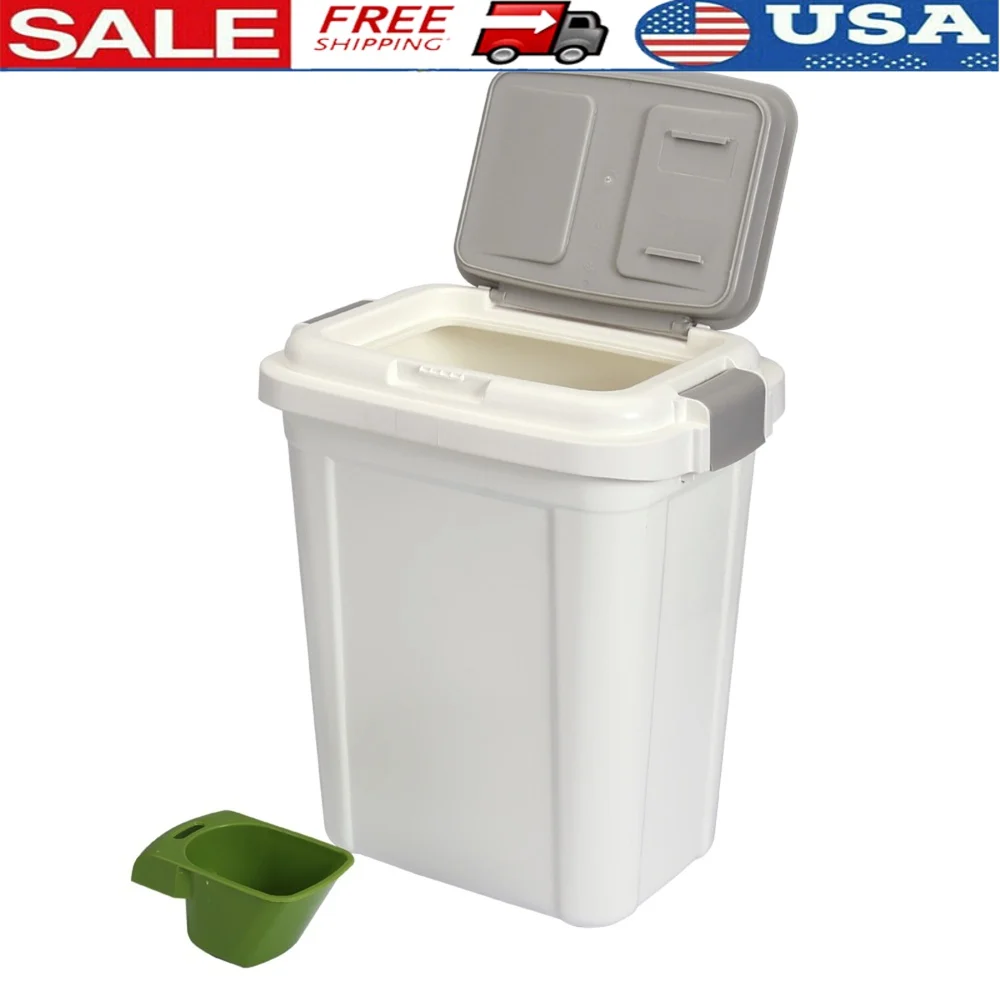 

Airtight Pet Food Storage Container with Scoop Dog Cat Bird Food Keeps Fresh Moisture Proof Easy Access 20 Lbs Capacity