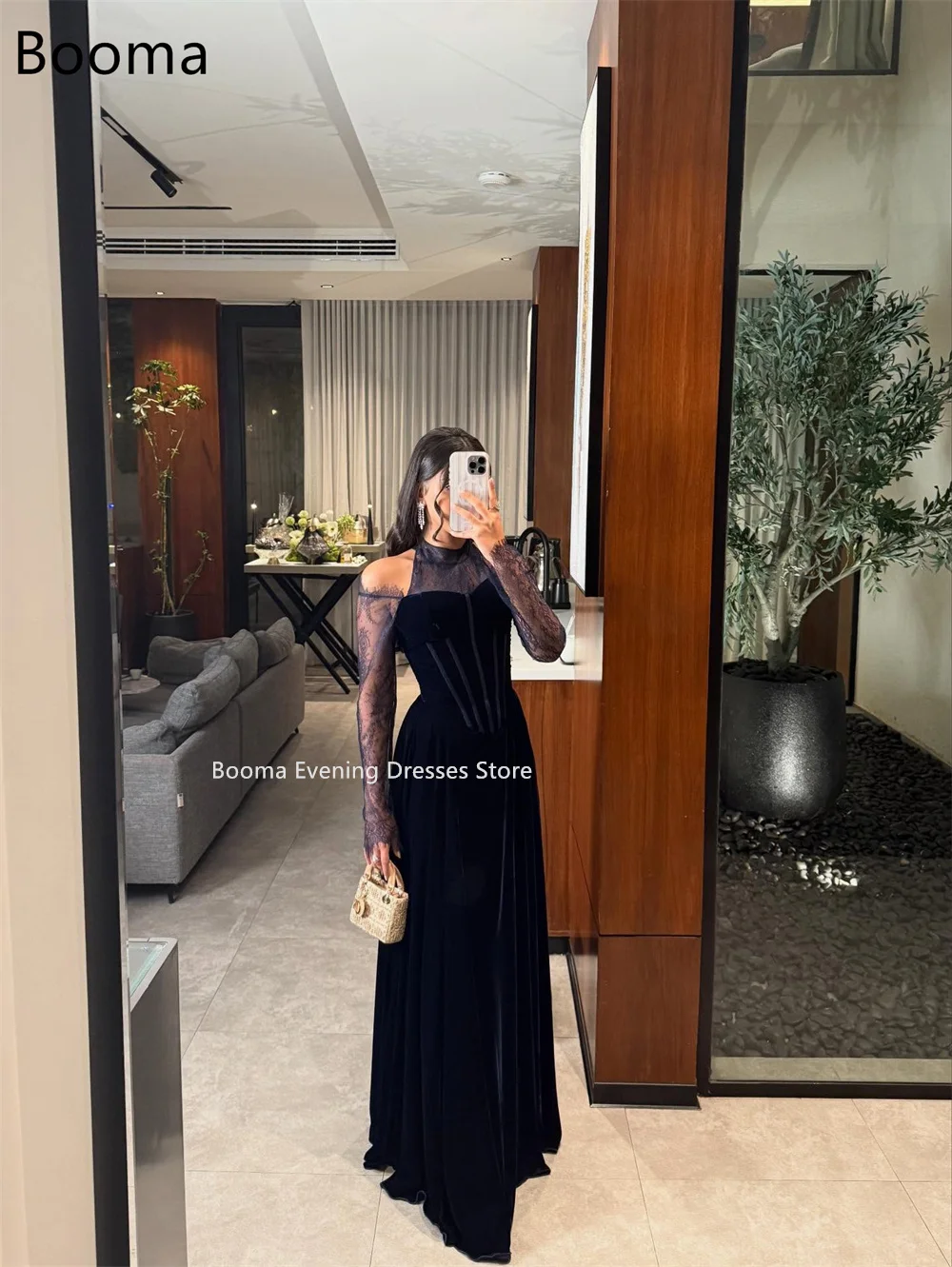 booma evening dresses store Booma A-Line Off The Shoulder Lace Simple Velvet Evening Dresses Long Formal  Dresses for Women Elegant Prom Gowns Custom Made