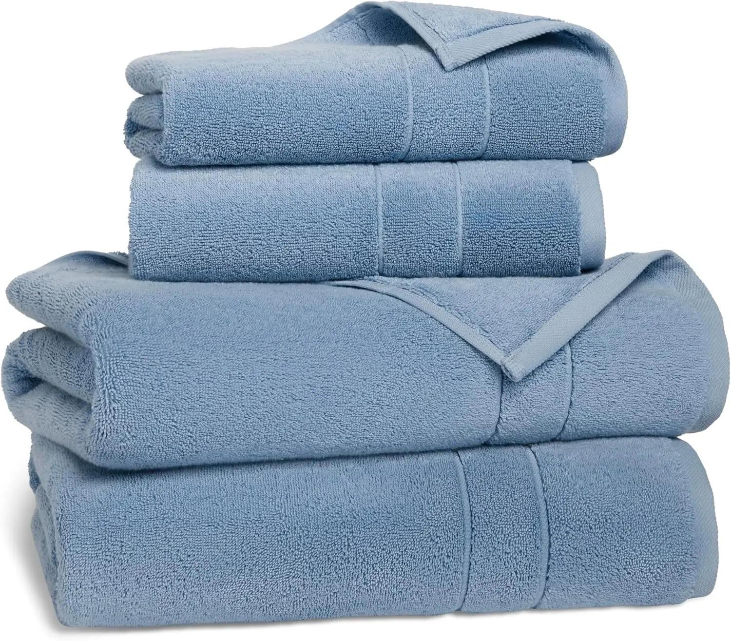 

Super-Plush Turkish Cotton Bath Sheet Set - Set of 2 Bath Sheets + 2 Hand Towels Ocean Blue 100% Cotton | Best Luxury Spa Towels