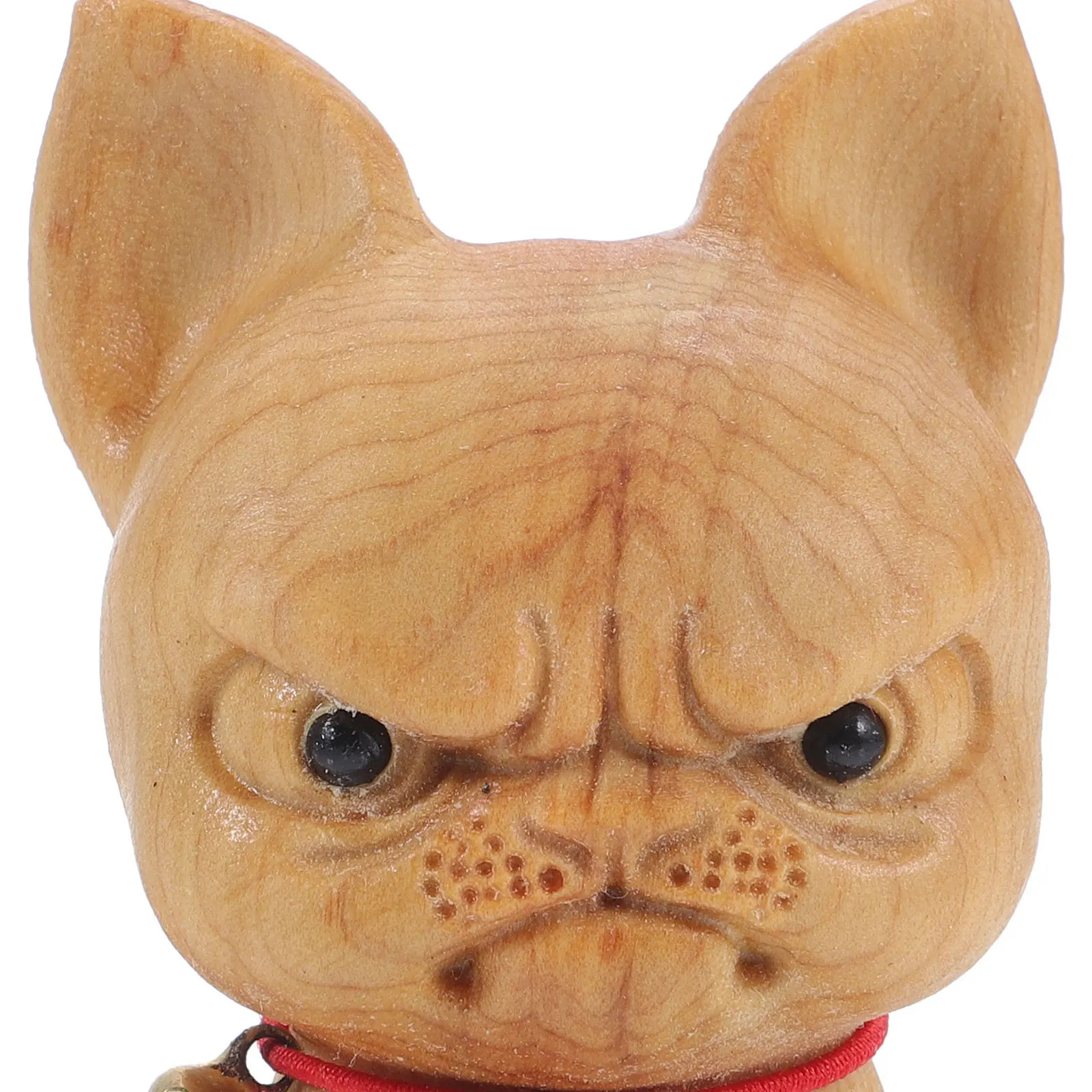 

Wood Carving Animal Bulldog Sculpture Safe Wood Animal Ornament for Car Study Room Living Room Desk Decoration