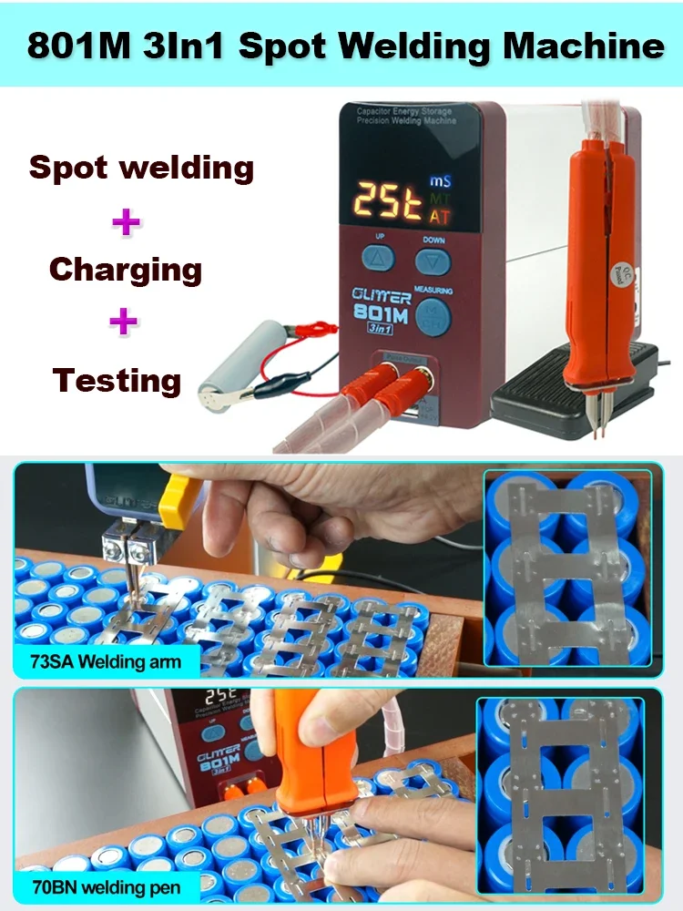 Saldatrice a punti con condensatore di stoccaggio serie 801 Saldatrice a punti con nichel di precisione a impulsi di grande accumulo di energia per saldatura a batteria 18650