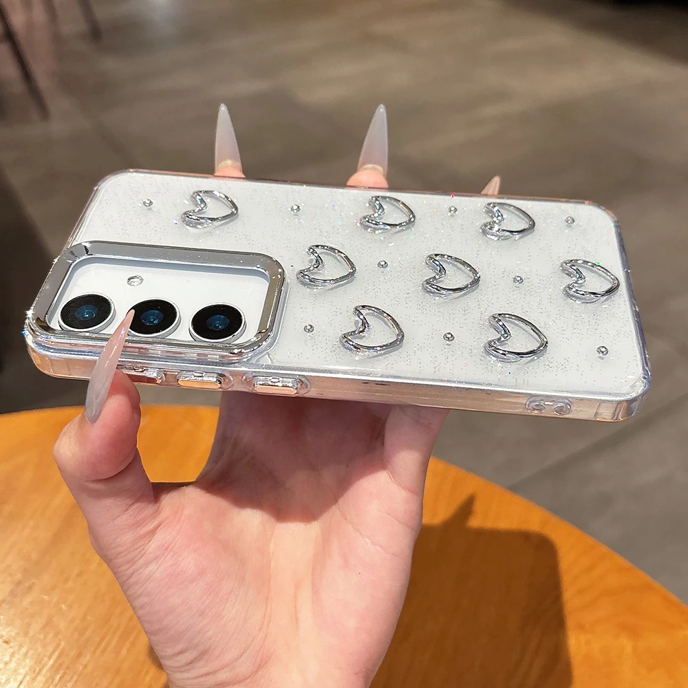 Niedliche 3D-Handyhülle mit silbriger Schleife für Samsung Galaxy A16 A25 A35 A56 A55 A54 A05S, weiche, stoßfeste, transparente Abdeckung, Epoxidharz-Hülle – Detail 6