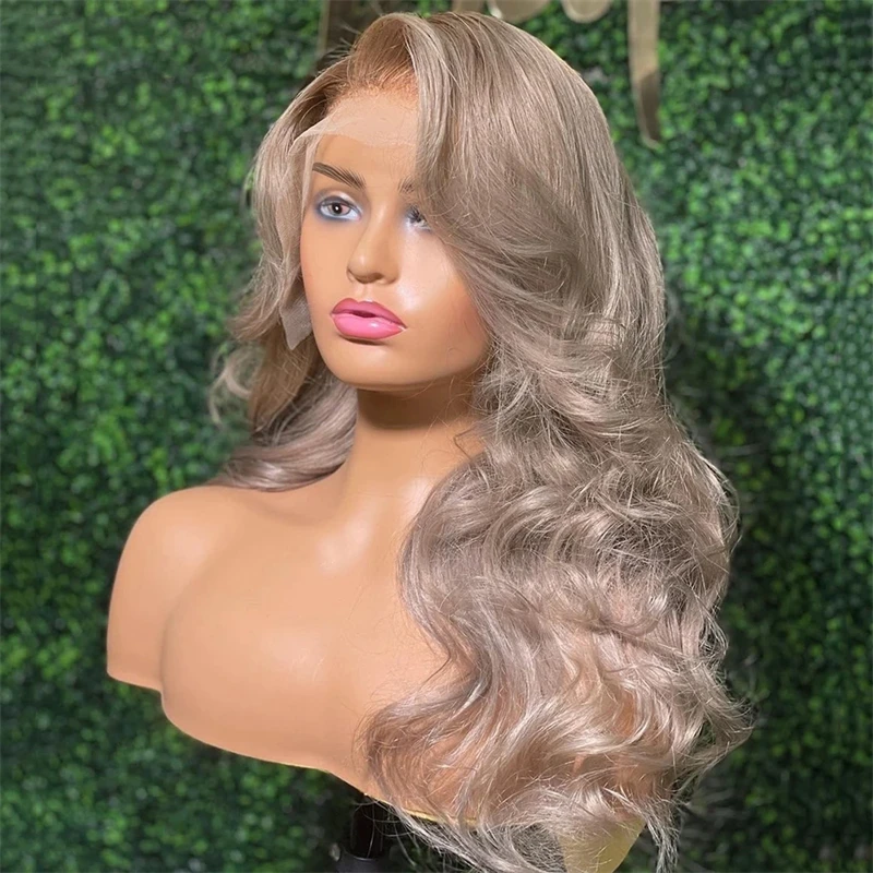 13x6 HD Transparent Lace Frontal Wigs Honey Blonde Ombre Colored Lace Front Wig Wavy Pre Plucked Ash Blonde Human Hair For Women